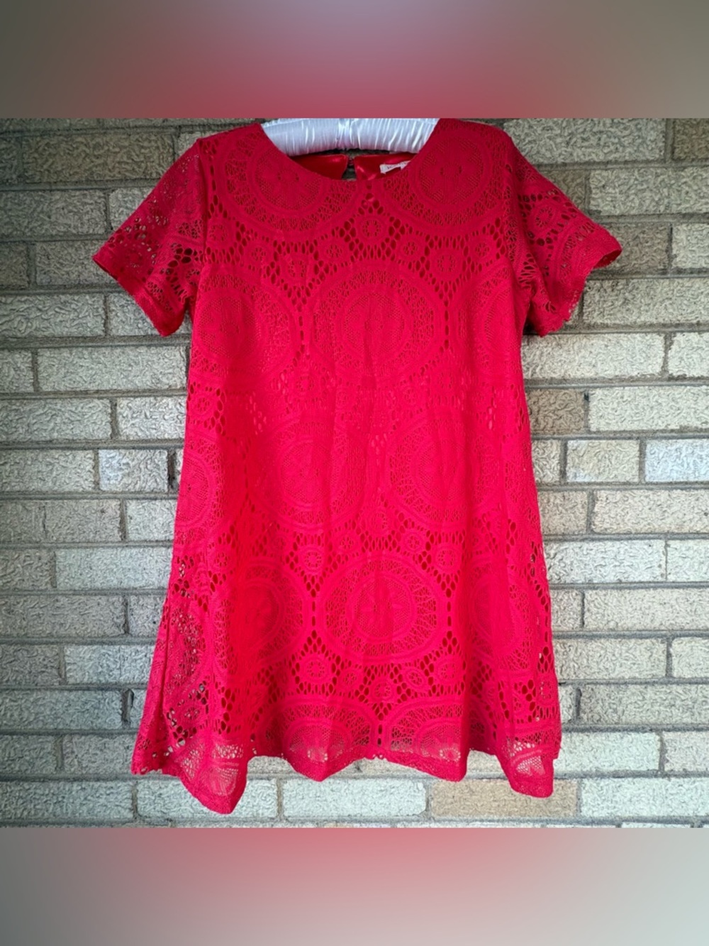 Red Lace Short-Sleeve Mini Dress Size 6 New With Tags Boutique Dress
